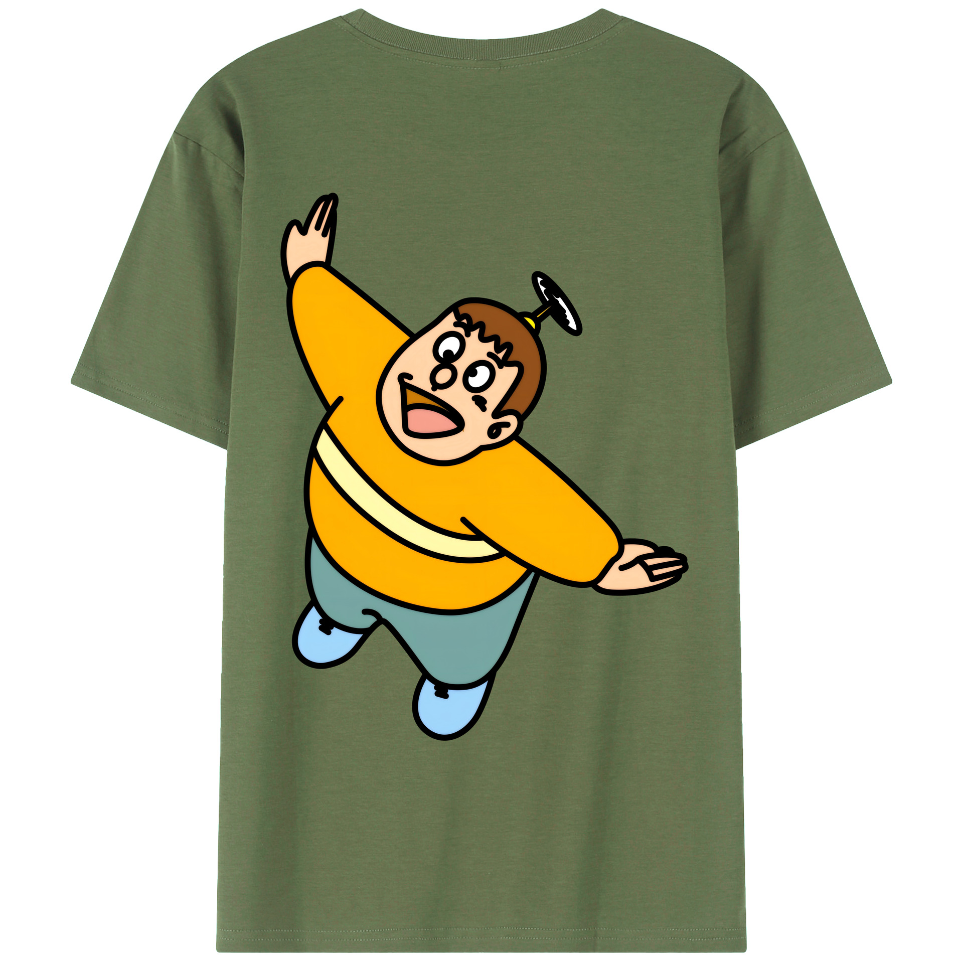 （画像用） ドラえもん 剛田武 Doraemon Gouta Takeshi 綿100％ メンズ半袖Tシャツ（バックプリント） 通気性
